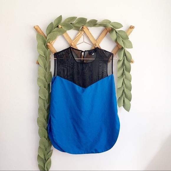 Wayne Blue and Black Silk Top - Picture 1 of 8
